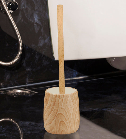 Neutral Toilet Brush Holder – Wood Texture, Stone Feel