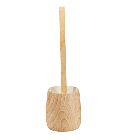 Neutral Toilet Brush Holder – Wood Texture, Stone Feel