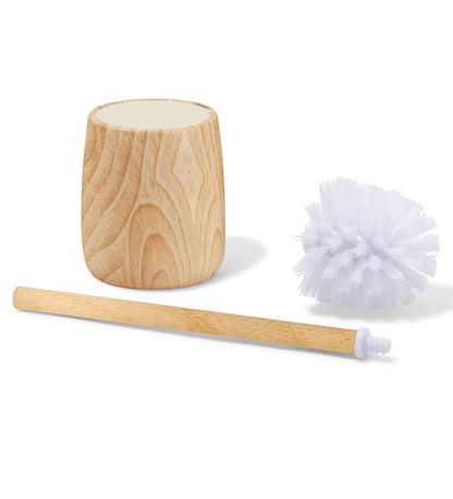 Neutral Toilet Brush Holder – Wood Texture, Stone Feel