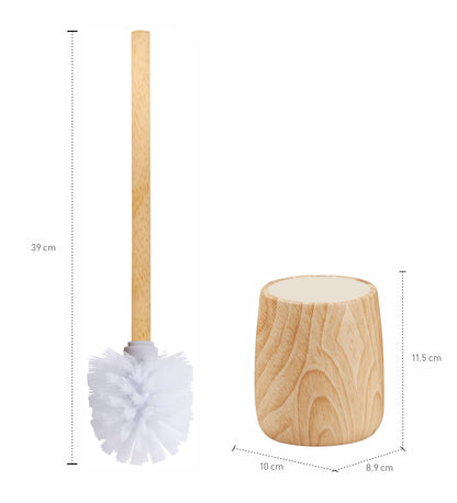 Neutral Toilet Brush Holder – Wood Texture, Stone Feel