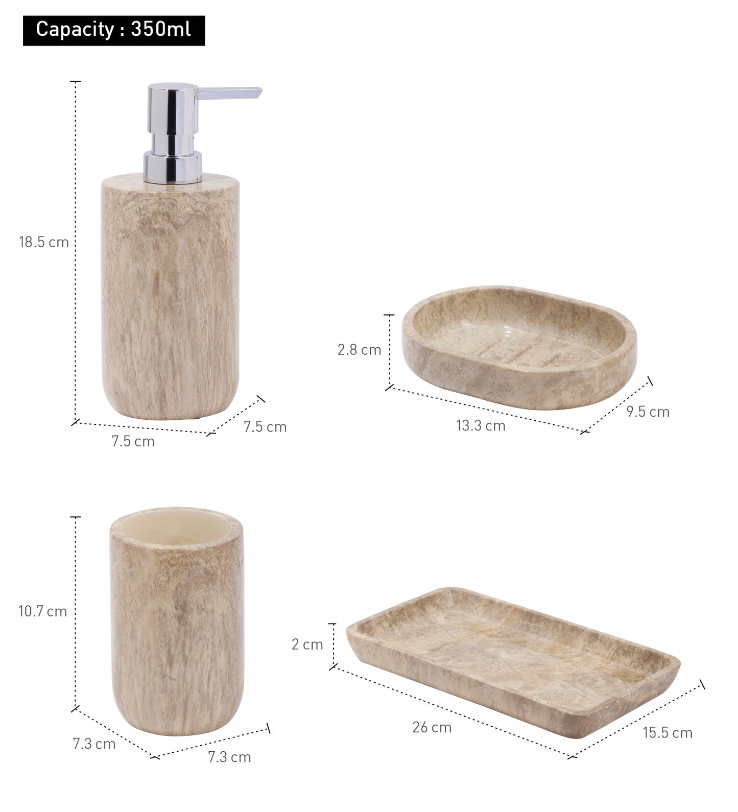 Gentle Bathroom Set of 4 – Elegant Resin Bathroom Accessories
