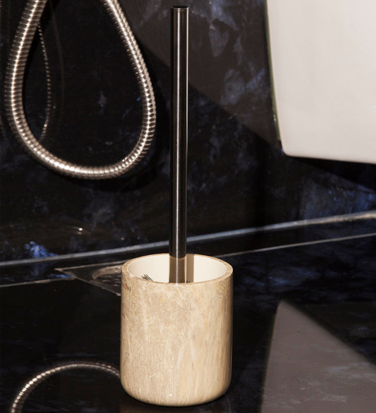 StoneMist Toilet Brush Holder – Cocoa | Elegant Bathroom Accessory