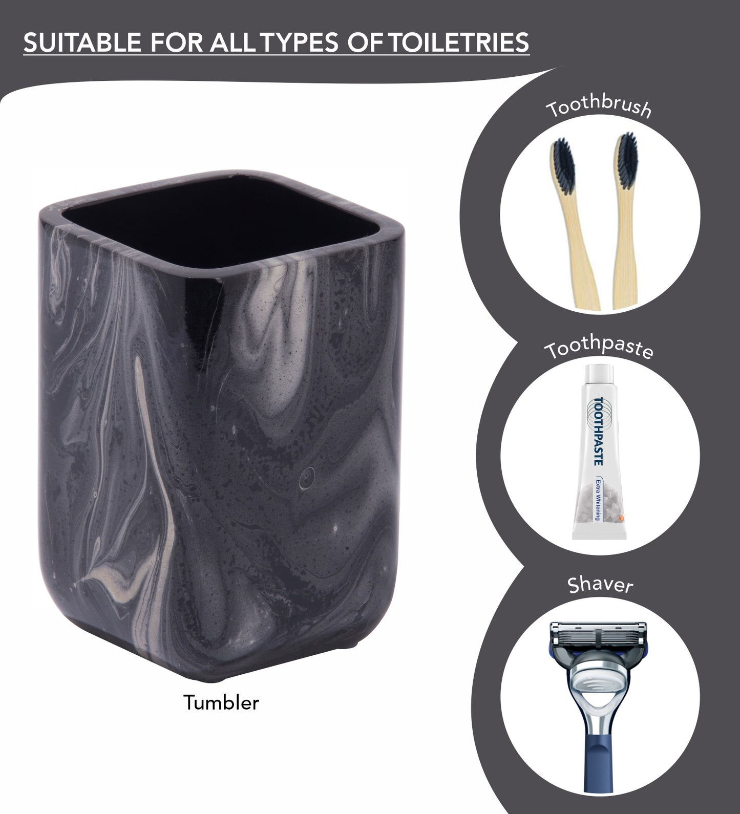 LustraStone 4-Piece Bath Accessories Set – Elegant Resin Bathroom Decor