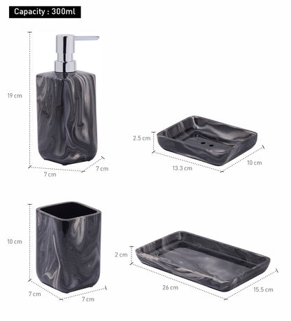 LustraStone 4-Piece Bath Accessories Set – Elegant Resin Bathroom Decor