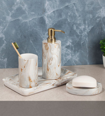 Luxe Aura Bath Set of 4 – Elegant Polyresin Bathroom Accessories