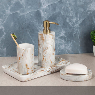 Shop premium Luxe Aura Bath Set of 4 – Elegant Polyresin Bathroom Accessories at AtoZ Home Decor