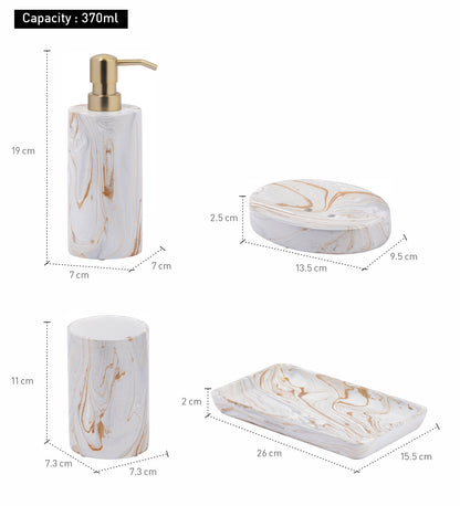 Luxe Aura Bath Set of 4 – Elegant Polyresin Bathroom Accessories