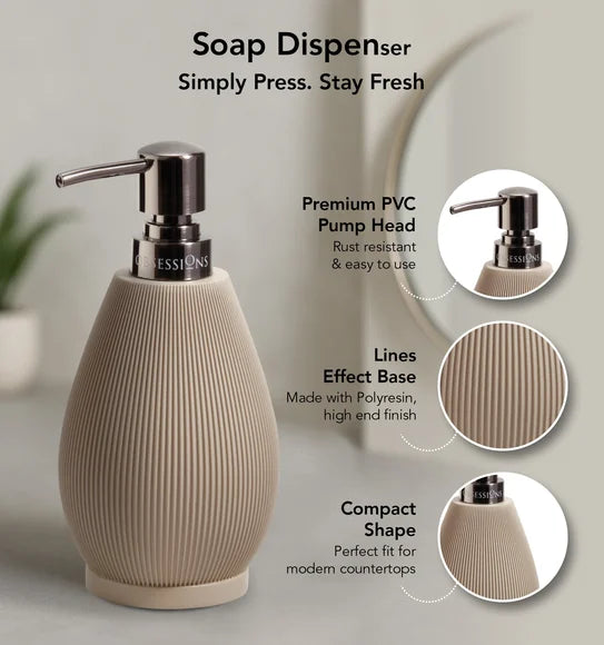 Obsessions Myra 3-Piece Polyresin Bathroom Accessory Set – Taupe
