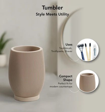 Obsessions Myra 3-Piece Polyresin Bathroom Accessory Set – Taupe
