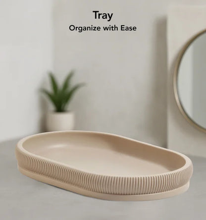 Obsessions Myra 3-Piece Polyresin Bathroom Accessory Set – Taupe
