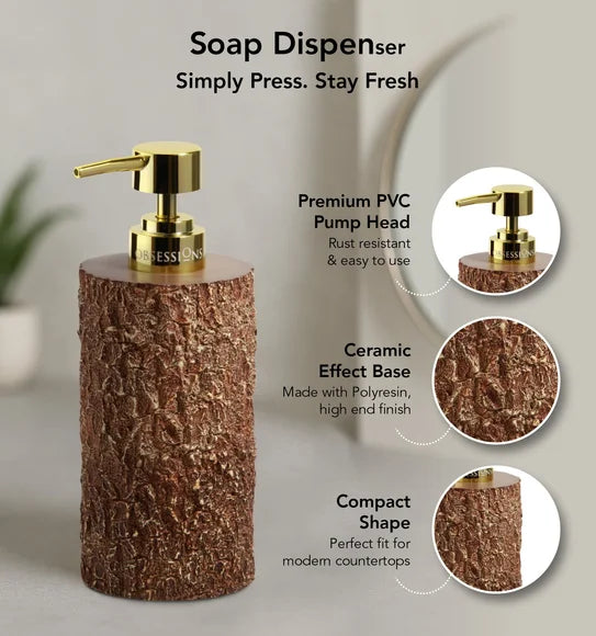 Obsessions Myra 3-Piece Polyresin Bathroom Accessory Set – Brown
