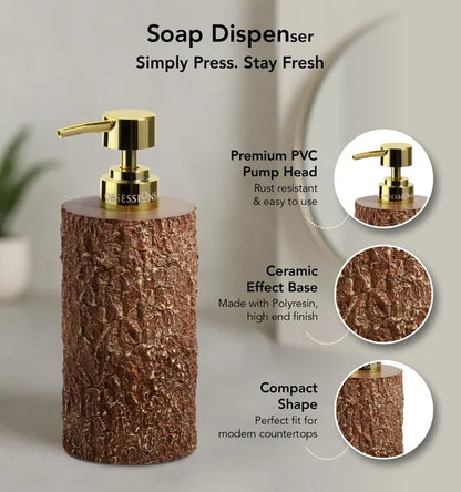 Obsessions Myra 3-Piece Polyresin Bathroom Accessory Set – Brown