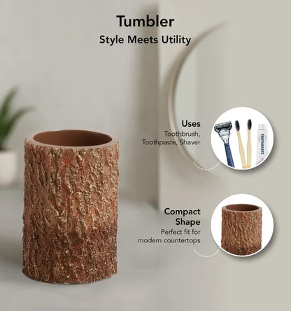 Obsessions Myra 3-Piece Polyresin Bathroom Accessory Set – Brown