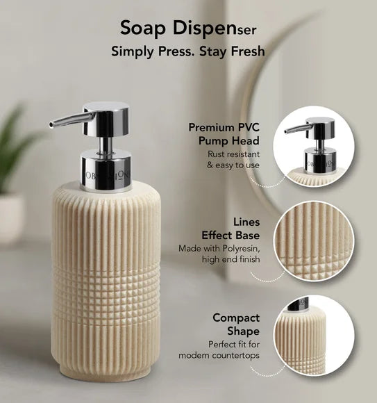 Atoz Home Decor Obsessions Myra 3-Piece Polyresin Bathroom Accessory Set – Dark Beige