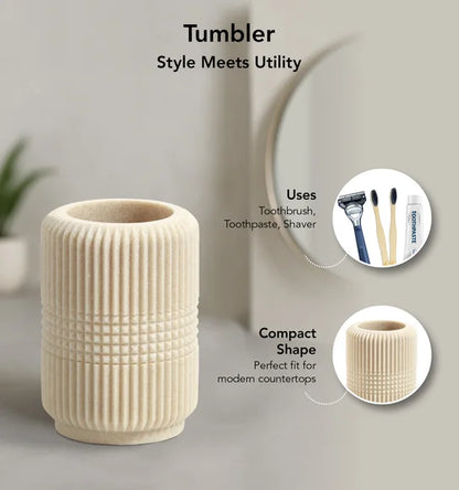 Atoz Home Decor Obsessions Myra 3-Piece Polyresin Bathroom Accessory Set – Dark Beige