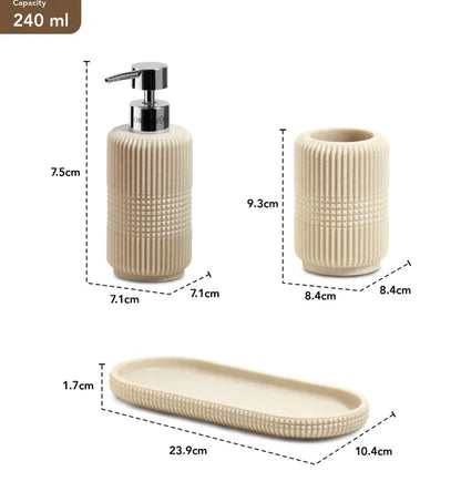 Atoz Home Decor Obsessions Myra 3-Piece Polyresin Bathroom Accessory Set – Dark Beige