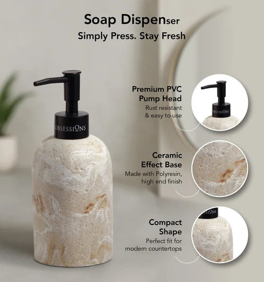 Obsessions Myra 3-Piece Polyresin Bathroom Accessory Set – Beige