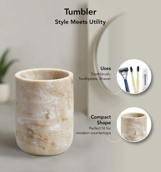 Obsessions Myra 3-Piece Polyresin Bathroom Accessory Set – Beige