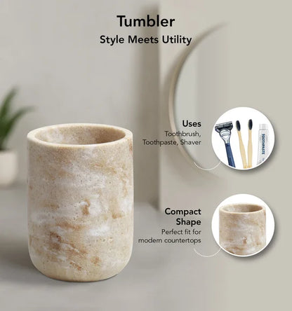 Obsessions Myra 3-Piece Polyresin Bathroom Accessory Set – Beige