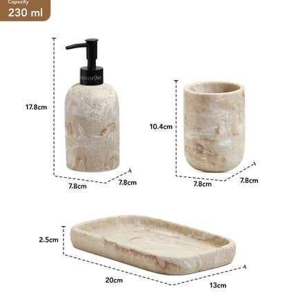 Obsessions Myra 3-Piece Polyresin Bathroom Accessory Set – Beige
