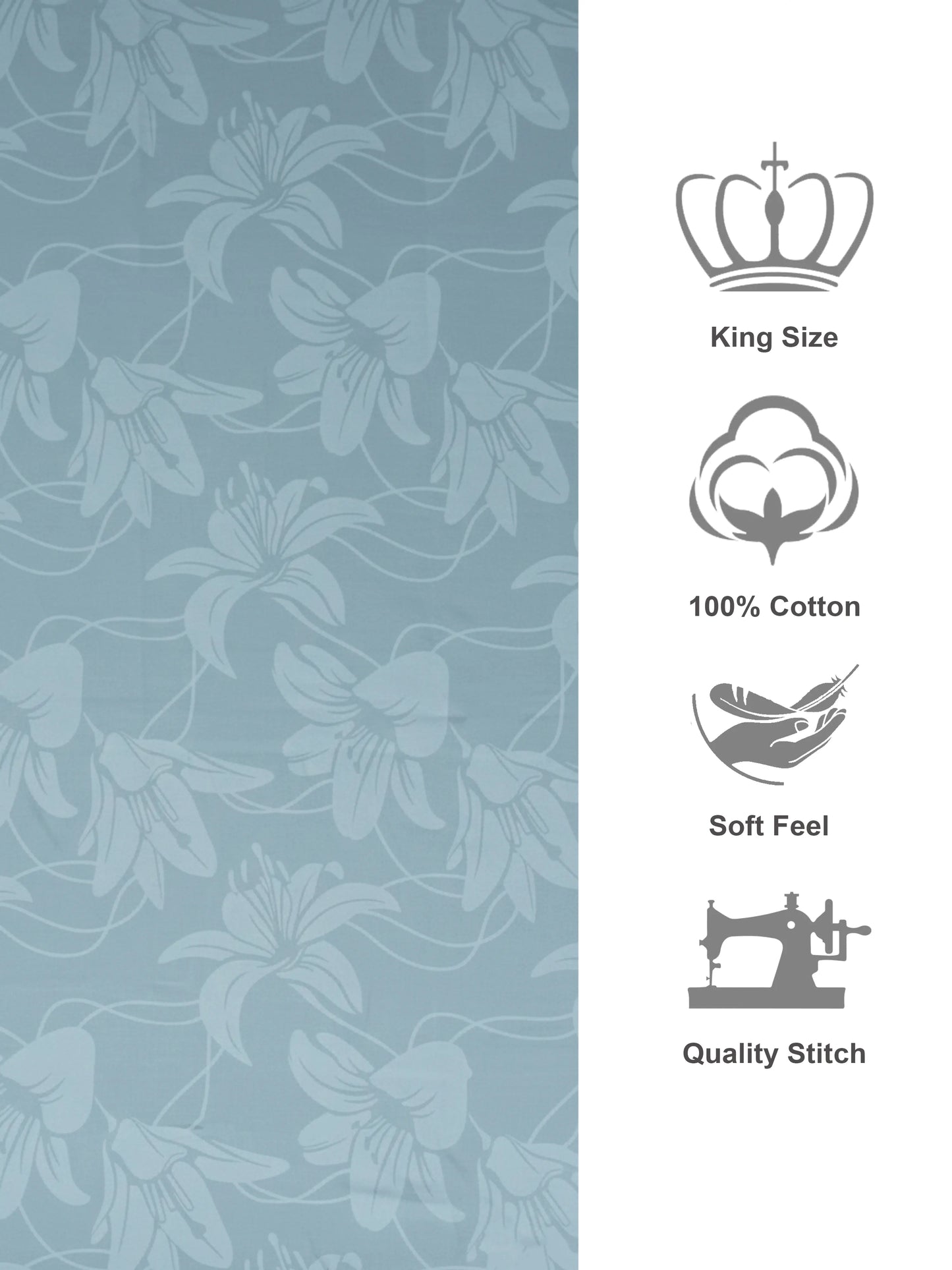 Soft Feel, Botanical Floral Lily King Bed Sheet Set – 100% Cotton (300 TC)