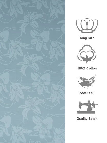 Soft Feel, Botanical Floral Lily King Bed Sheet Set – 100% Cotton (300 TC)