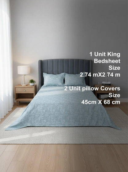 Soft Feel, Botanical Floral Lily King Bed Sheet Set – 100% Cotton (300 TC)