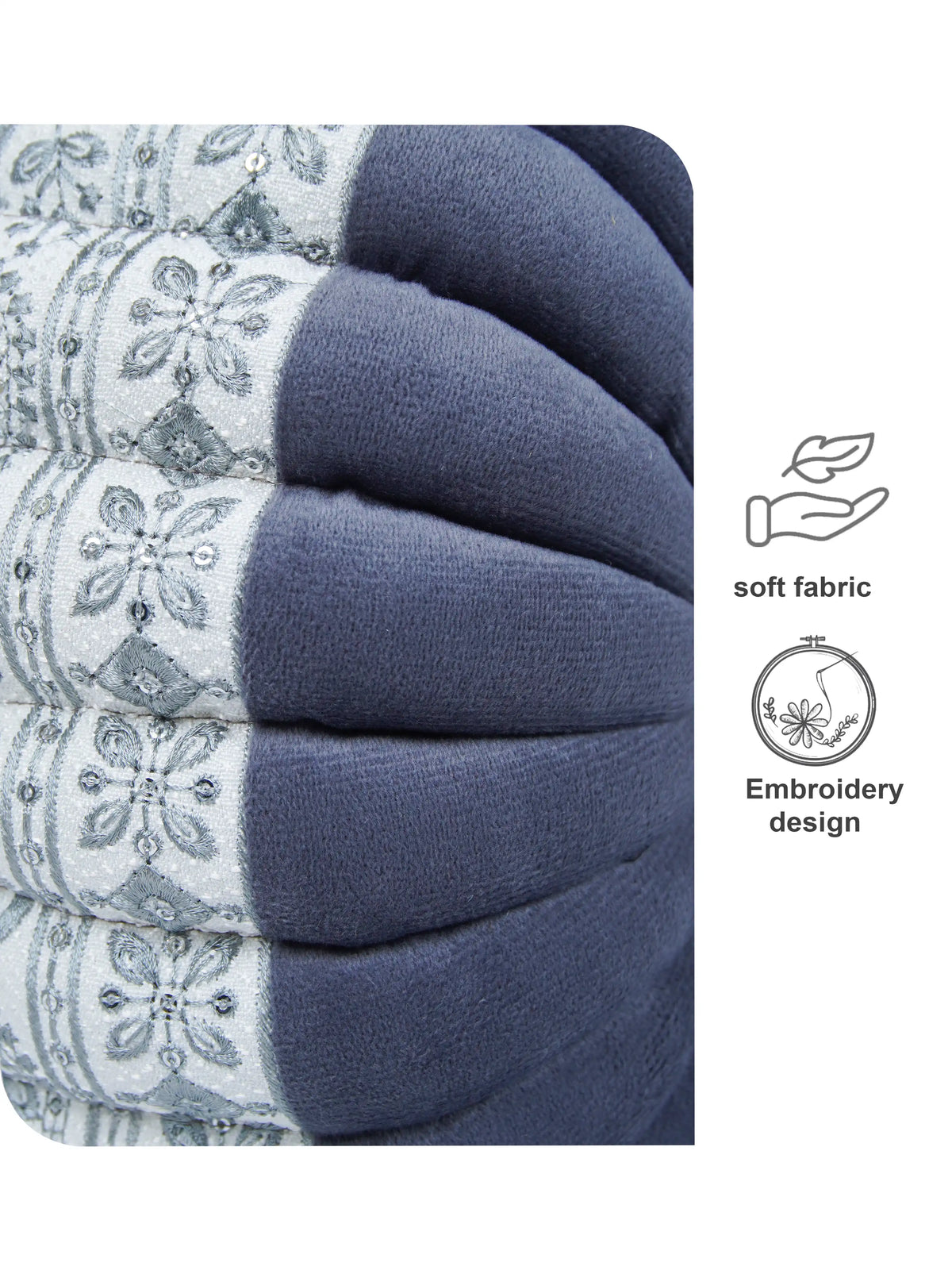 Bellagio Desenhista Dhol Round Velvet Tufted Cushions (12" x 12") – Pack of 2 Decorative Pintuck Throw Pillows