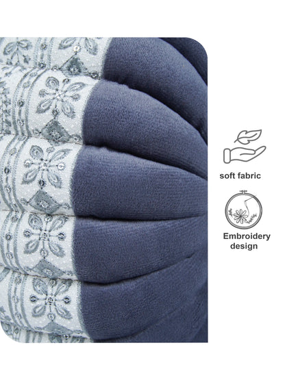 Bellagio Desenhista Dhol Round Velvet Tufted Cushions (12" x 12") – Pack of 2 Decorative Pintuck Throw Pillows