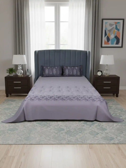 Soft Feel, Paisley Design King Bed Sheet Set with 2 Pillow Cases – 100% Cotton (300 TC)