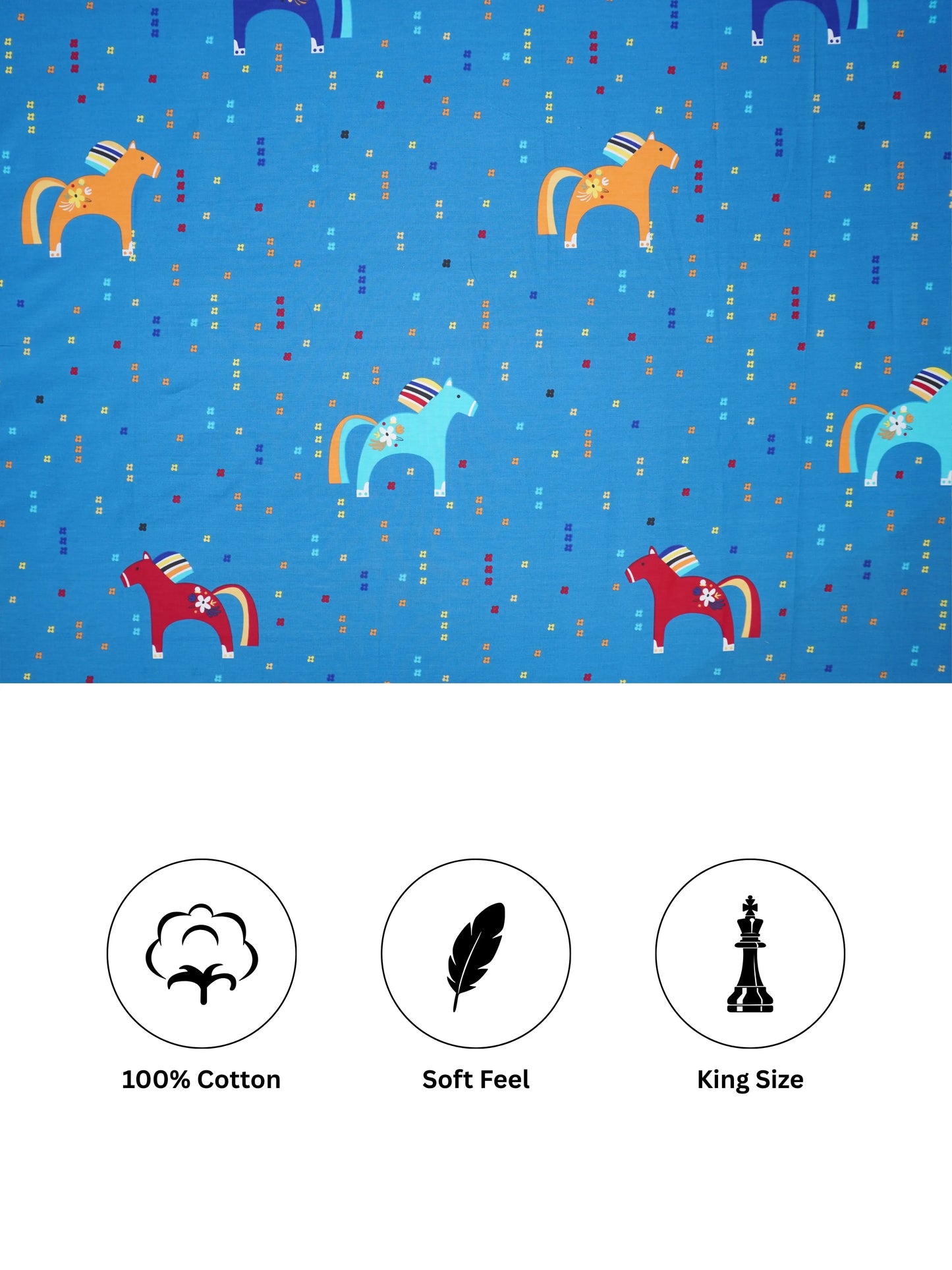 Unicorn Graphics Kids Bedsheet Set (Navy Blue)