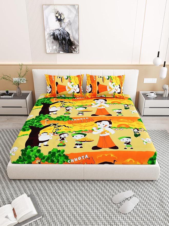 SUCCESS Kiddoz Collection Chhota Bheem Cartoon Print 1+1 Bedsheet Set