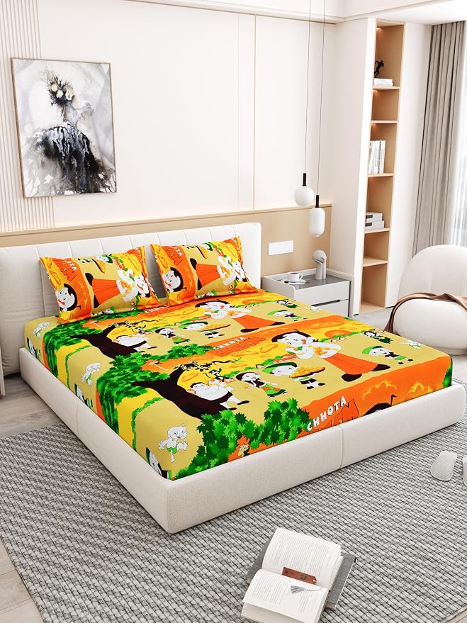 SUCCESS Kiddoz Collection Chhota Bheem Cartoon Print 1+1 Bedsheet Set