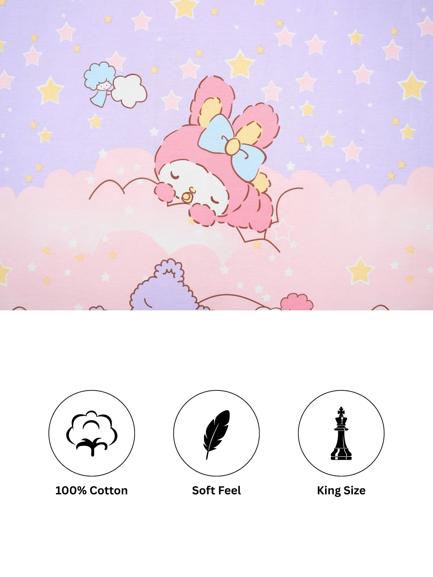 My Melody Pink & Purple Kids King Cotton Bedsheet Set
