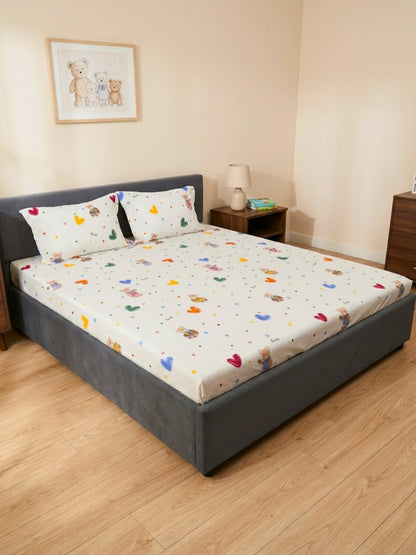 Playful Bear Graphics Kids 100% Cotton Bedsheet Set