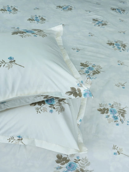 Soft Feel Blue Floral Vine Cotton Double Bedsheet Set