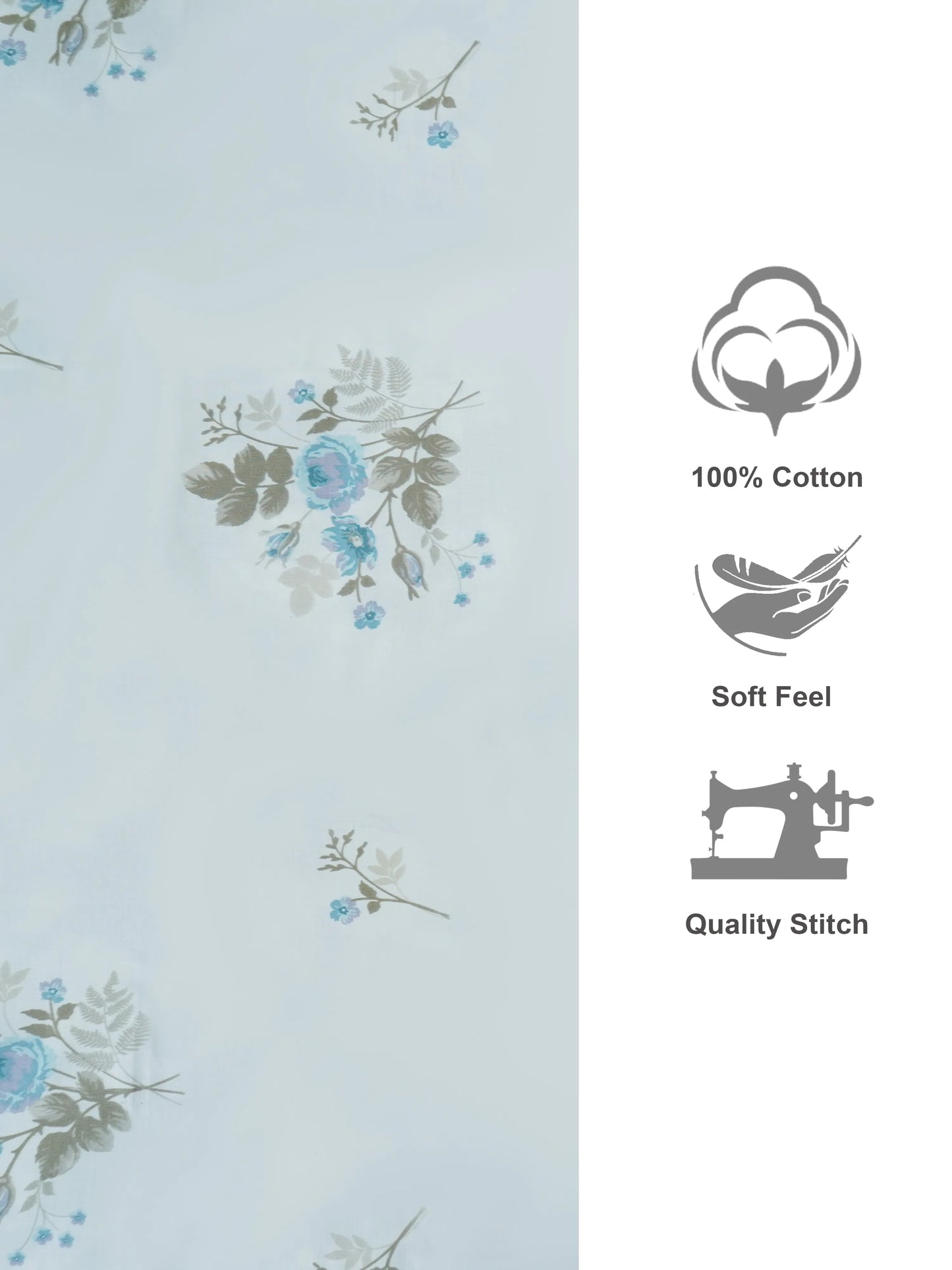 Soft Feel Blue Floral Vine Cotton Double Bedsheet Set