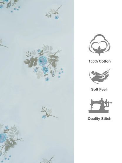 Soft Feel Blue Floral Vine Cotton Double Bedsheet Set