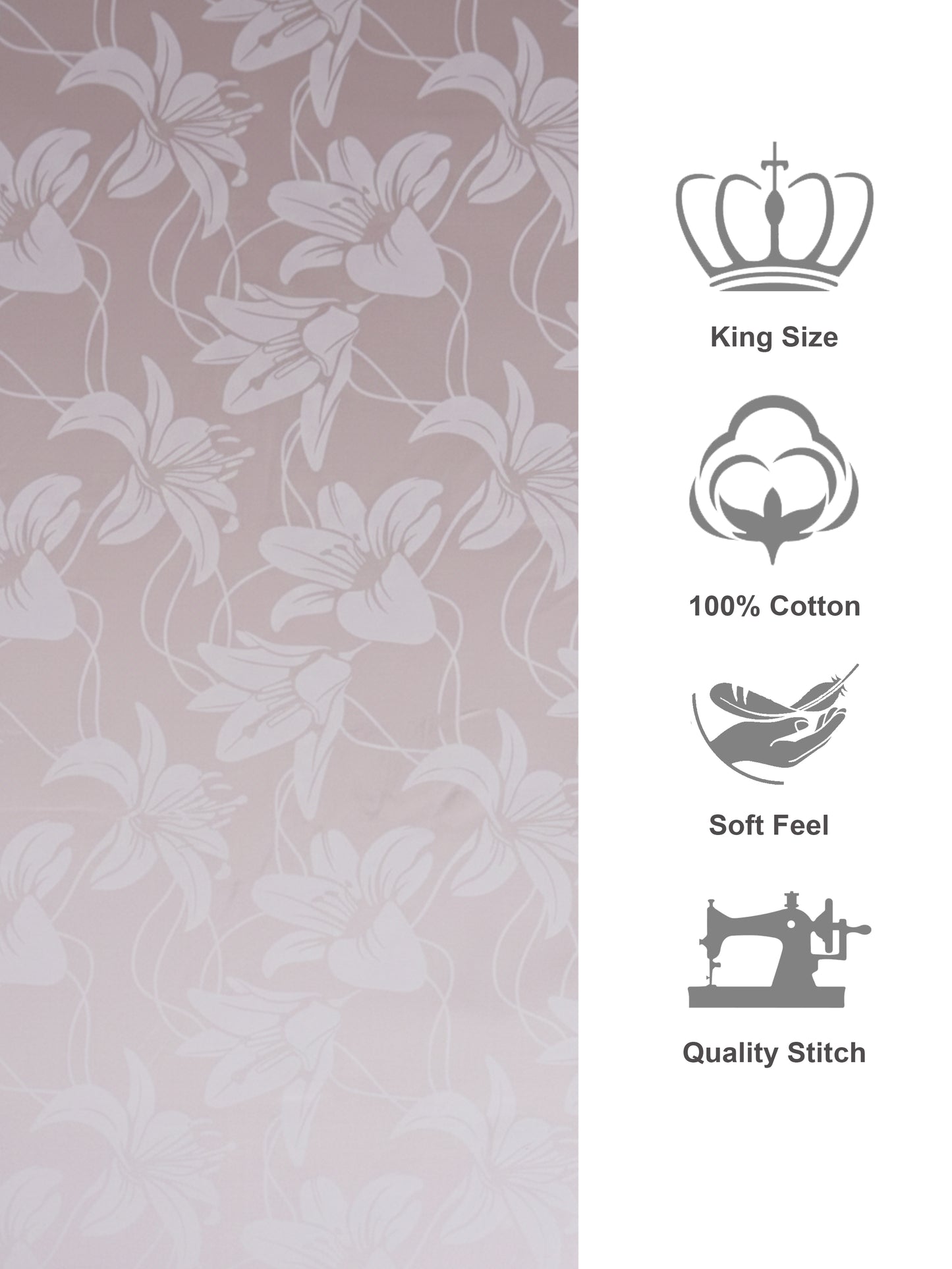 Soft Feel, Botanical Floral Lily King Bed Sheet Set – 100% Cotton (300 TC)