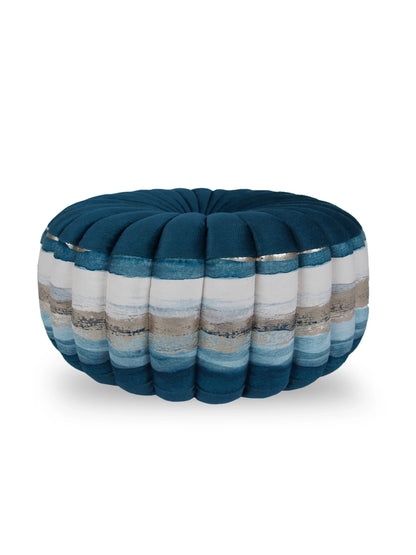 Bellagio Desenhista Dhol Round Velvet Tufted Cushions (12" x 12") – Pack of 2 Decorative Pintuck Throw Pillows