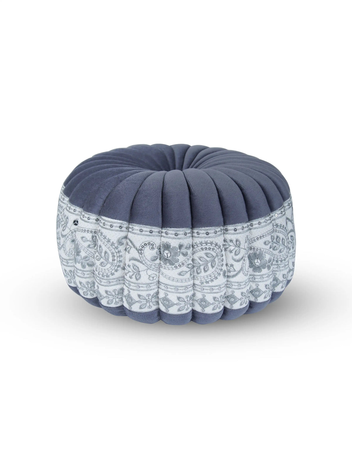 Bellagio Desenhista Dhol Round Velvet Tufted Cushions (12" x 12") – Pack of 2 Decorative Pintuck Throw Pillows