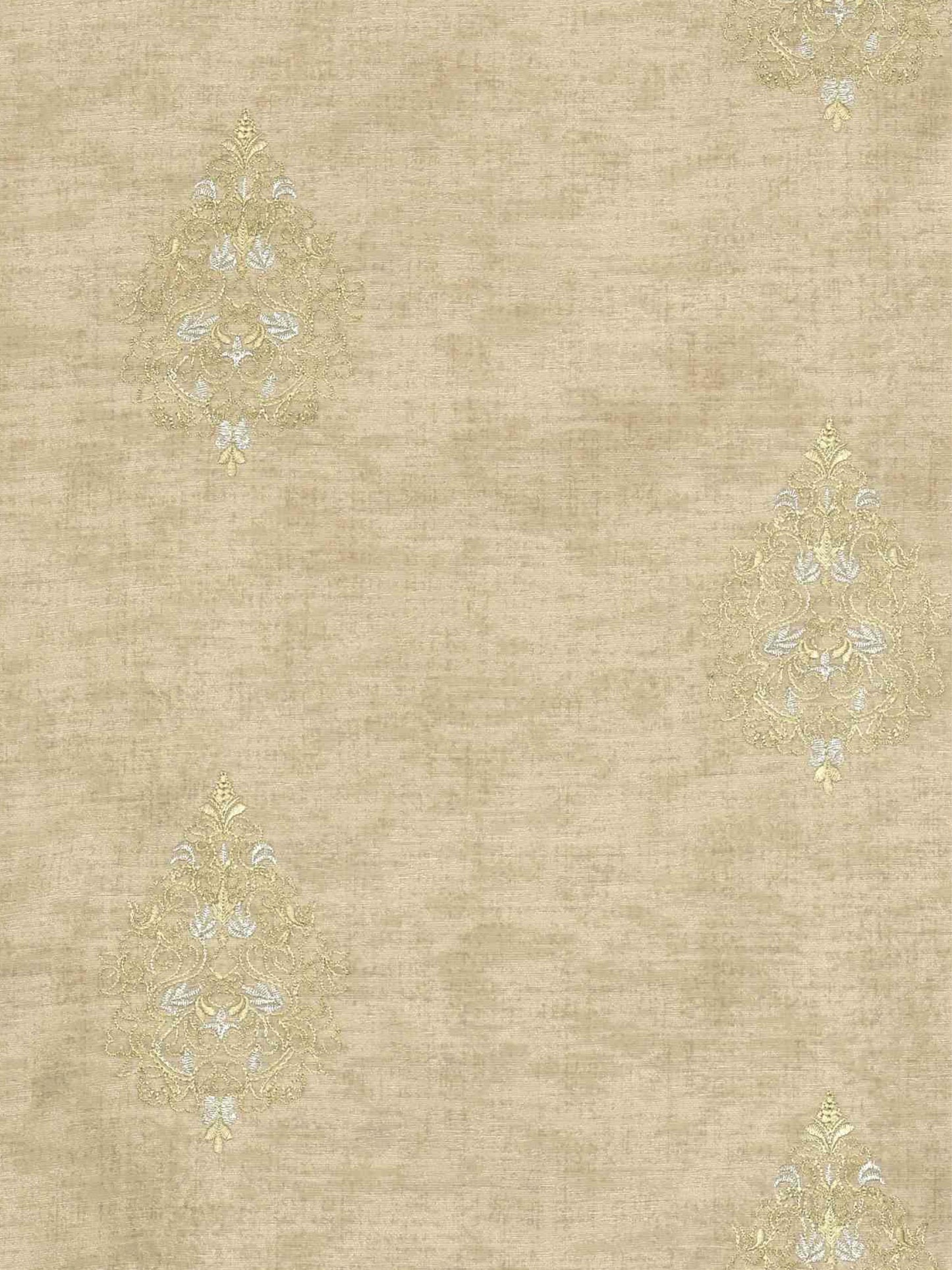 Beige Paisley Embroidered Curtains for Living Room – Elegant Window Curtains, 4ft & 10ft Widths