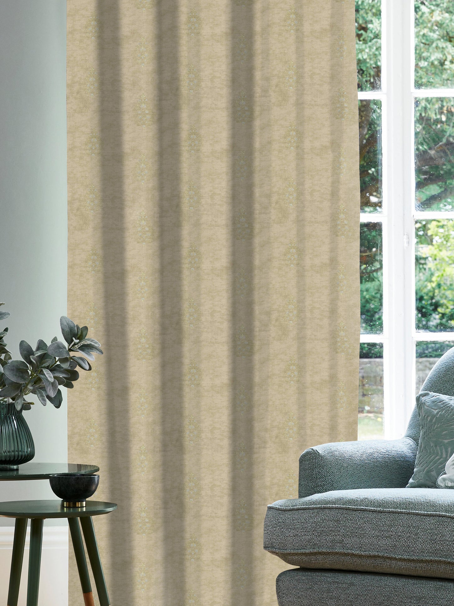 Beige Paisley Embroidered Curtains for Living Room – Elegant Window Curtains, 4ft & 10ft Widths