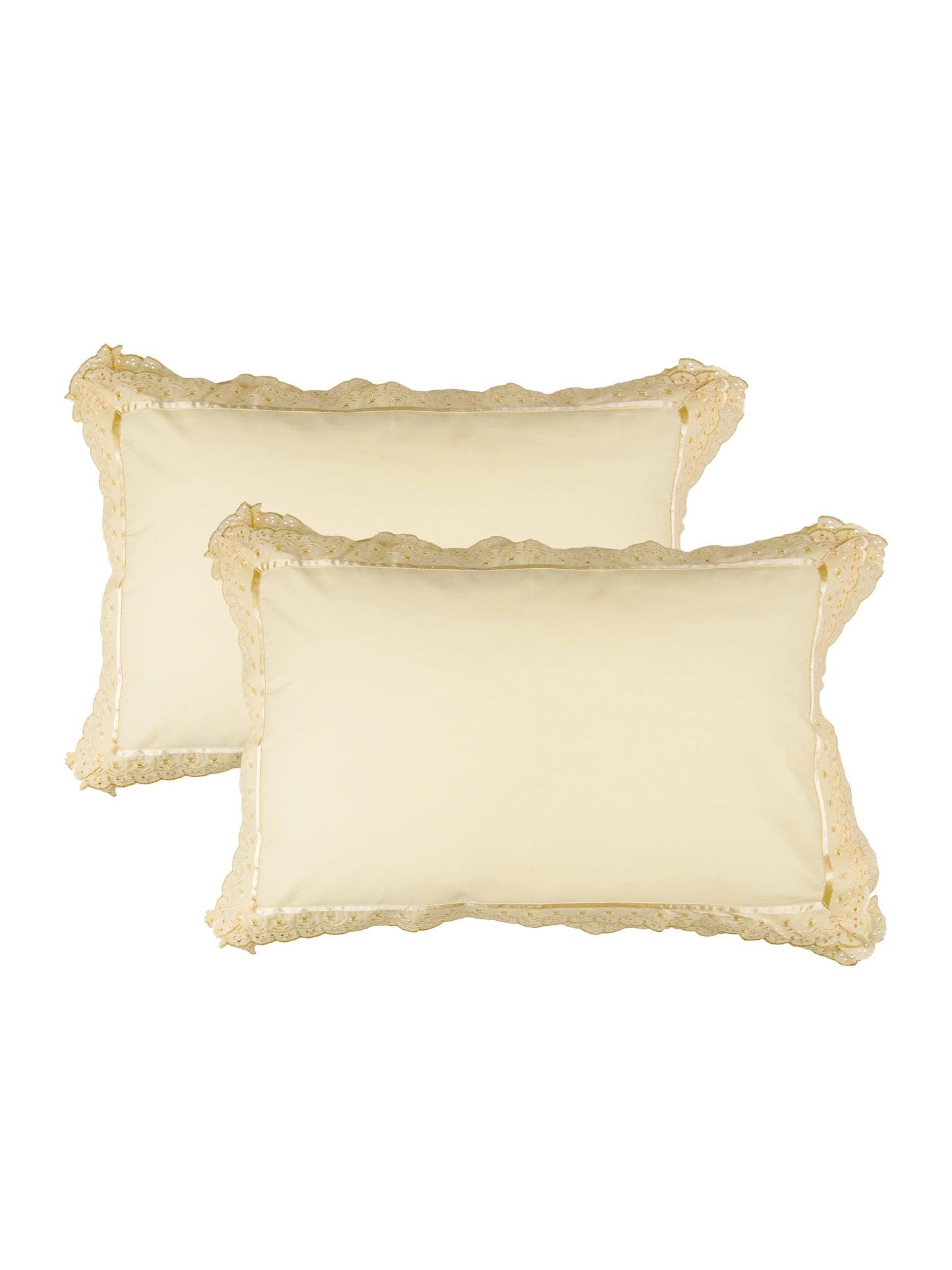 AtoZ Home Decor Cotton Lace Border Pillow Covers (Set of 1 & 2)