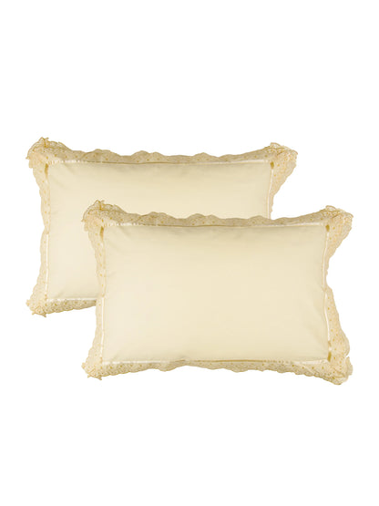 AtoZ Home Decor Cotton Lace Border Pillow Covers (Set of 1 & 2)