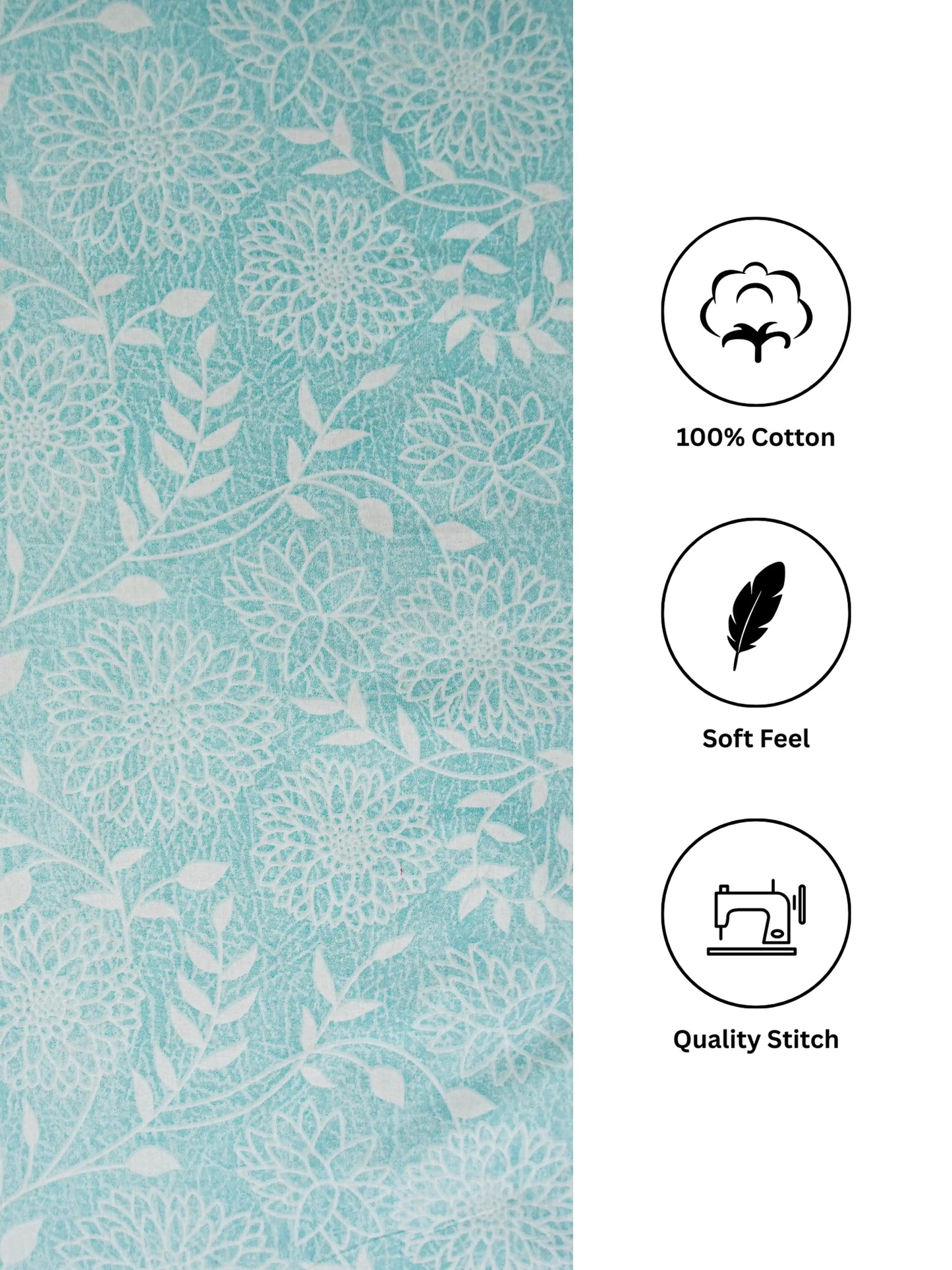 Soft Feel, Jardin Floral Double Bed Sheet Set with 2 Pillow Cases – 100% Cotton (210 TC)