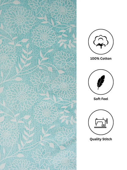 Soft Feel, Jardin Floral Double Bed Sheet Set with 2 Pillow Cases – 100% Cotton (210 TC)