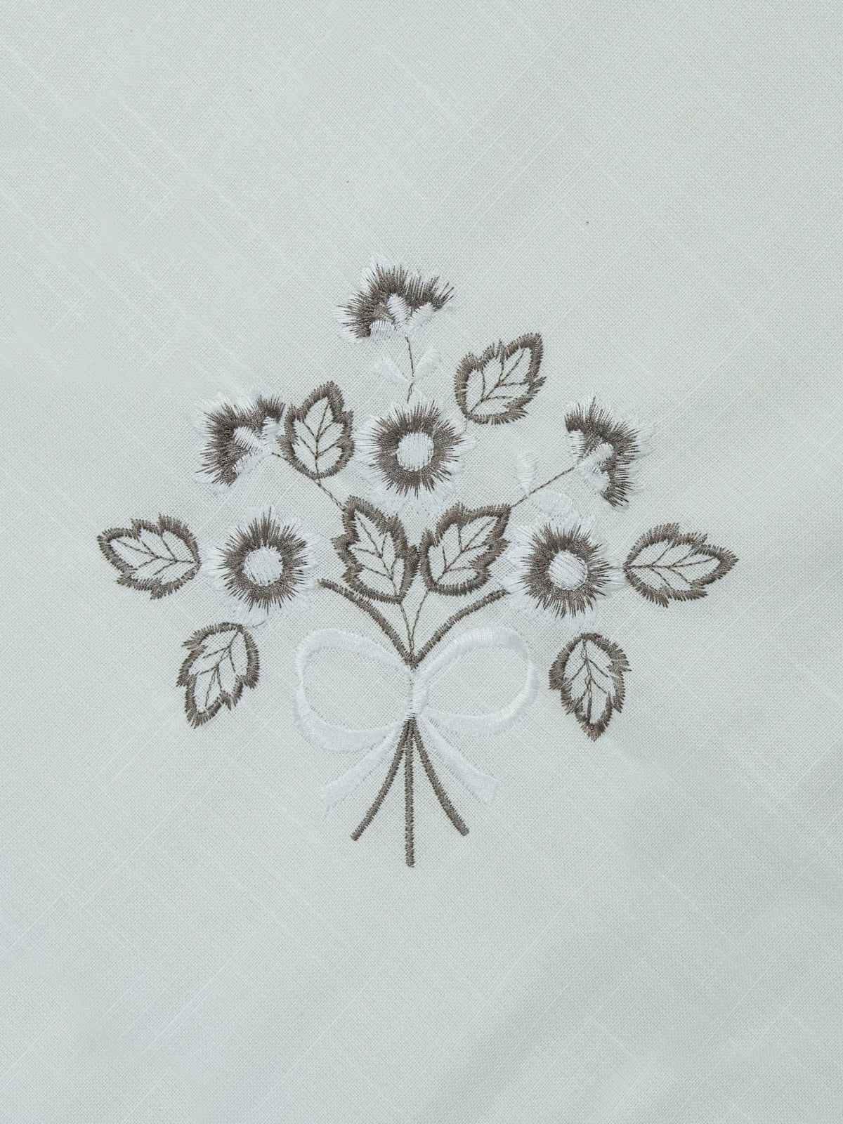 AtoZ Home Decor Embroidered Motif Round Dining Table Cover | White/Brown 72"