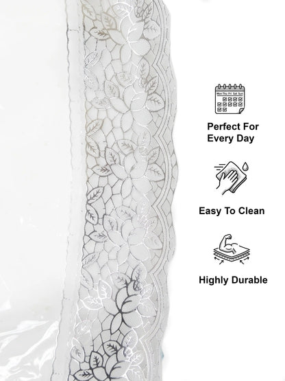 AtoZ Superfine Transparent Round Table Cover | White Lace 72"