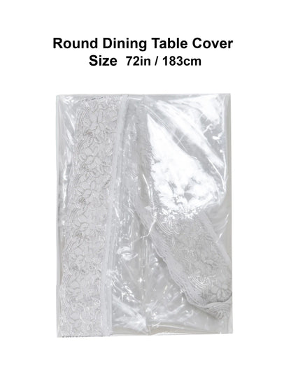 AtoZ Superfine Transparent Round Table Cover | White Lace 72"